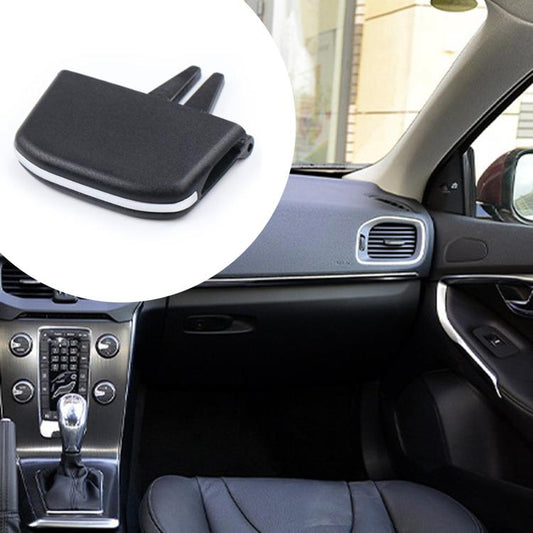 Black air conditioning vent paddle slip cover with two prongs and side tab