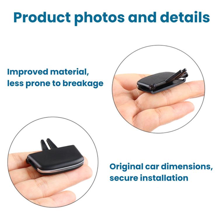 Black air vent paddle insert held in hand for quick-install fit