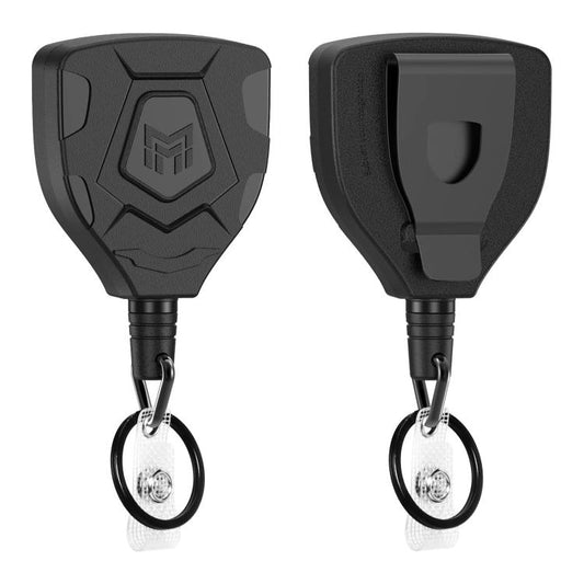 Heavy Duty Retractable Keychain Badge Reel with 31.5 Inch Steel Cord Belt Clip Key Ring and ID Strap, Belt Clip