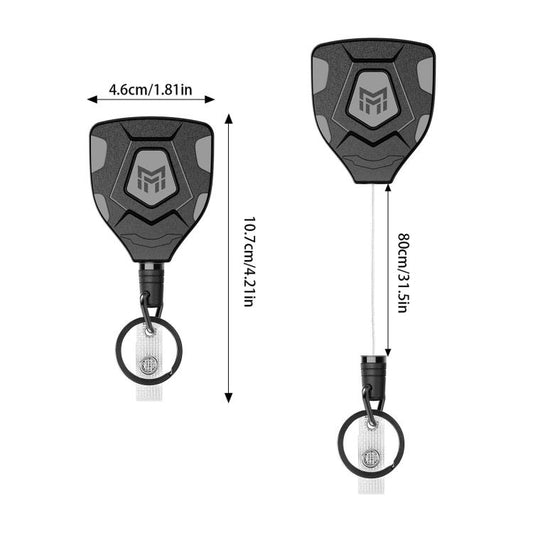 Heavy Duty Retractable Keychain Badge Reel with 31.5 Inch Steel Cord Belt Clip Key Ring and ID Strap, Belt Clip