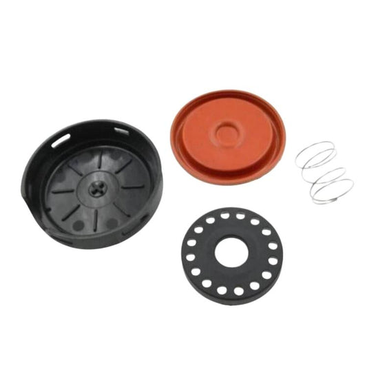 Valve cover repair kit parts: black cap, orange seal cap, black gasket, spring