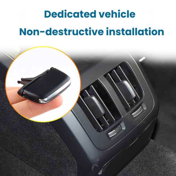 Installed air vent adjustment paddle cover on car dashboard vent, black