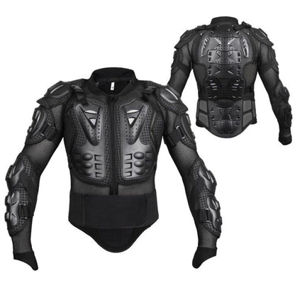 Motorcycle body armor jacket with removable spine protector, full-black protective pads