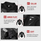 Motorcycle body armor jacket detail view with elastic collar, protective armor plates, and padded cuffs