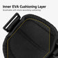 Black kids motorcycle armor showing inner EVA cushioning layer on a strap section