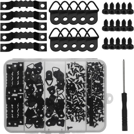 251 In 1 Picture Frame Hanging Kit Sawtooth Hangers and D-Ring Hooks with Screws and Screwdriver for Canvas Art Clock, 251 In 1