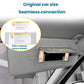 Gray sun visor vanity mirror cover installed on a car sun visor