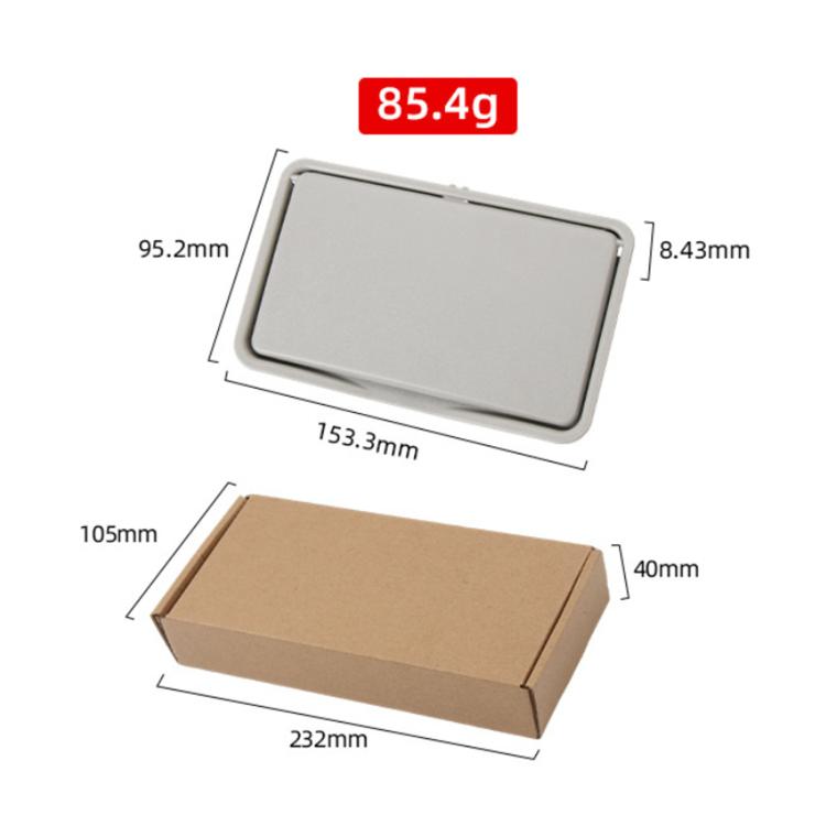 Beige sun visor vanity mirror with closed cover and open frame