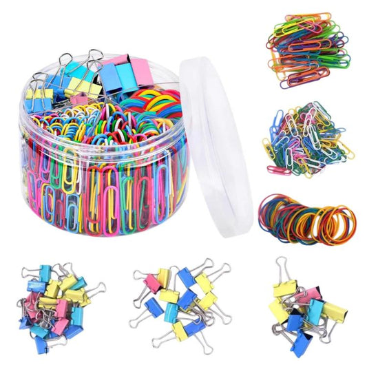 Binder Clips Office Document Paper Ticket Clips Rubber Band Set, Colorful 240pcs /Set, Black 240pcs /Set, Colorful 300pcs /Set, Colorful 350pcs /Set, Pink 380pcs /Set, Black Silver 340pcs /Set