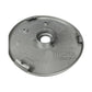 Fuel tank outer lock cover backing plate, gray with central ring hole and side tabs