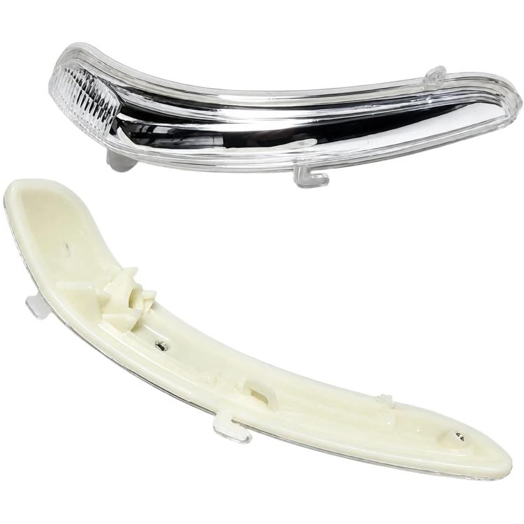 Turn signal lens and mounting base set with chrome trim and clear reflector