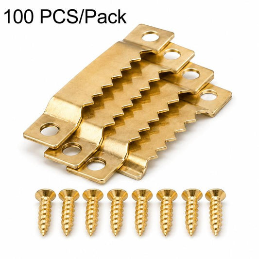 100 PCS/Pack Sawtooth Picture Hangers Kit 1.5 Inch Metal Picture Frame Hanging Hooks Hardware
