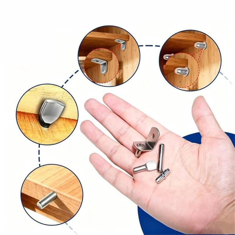 64 PCS/Pack Shelf Pegs Kit 4 Assorted Styles Shelf Support Pins Brackets Assortment with Storage Box, 64 PCS/Pack Gold, 64 PCS/Pack Silver