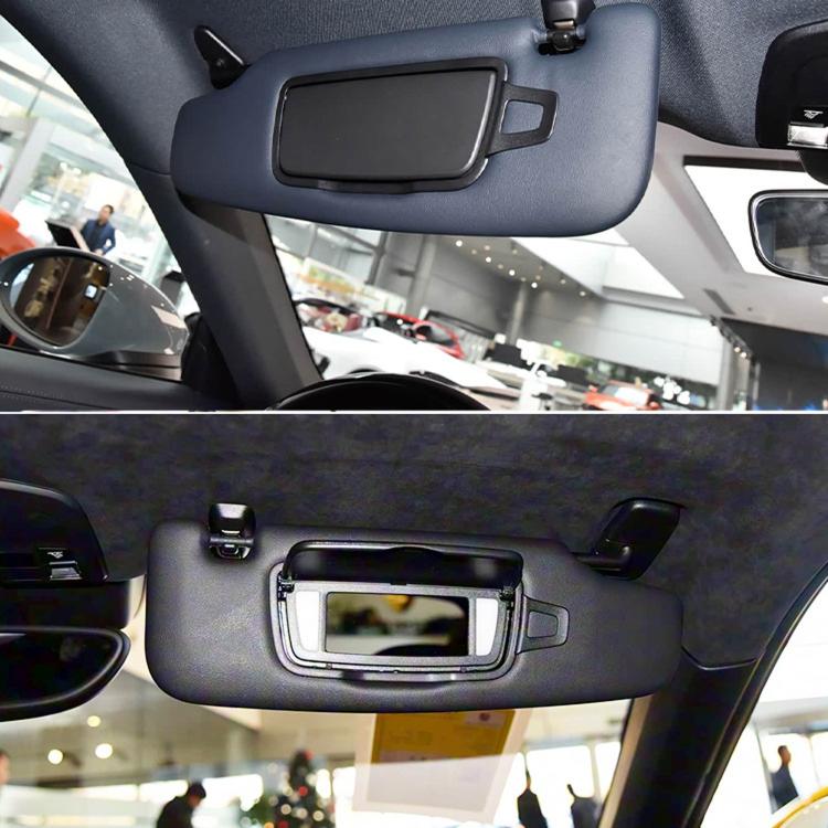 Left-hand drive sun visor vanity mirror cover installed on car interior