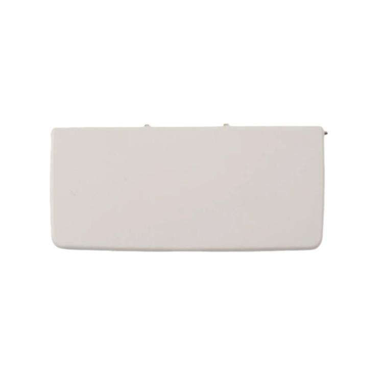Beige left-side sun visor vanity mirror cover, rectangular with two top clips
