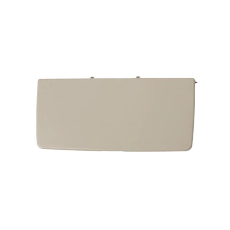 Light gray left-side sun visor vanity mirror cover, rectangular with two top clips