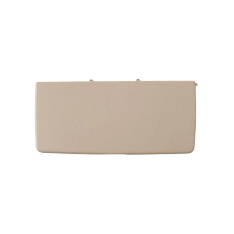 Dark beige left-side sun visor vanity mirror cover, rectangular with two top clips