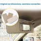 Beige sun visor vanity mirror cover installed on car, rectangular frame
