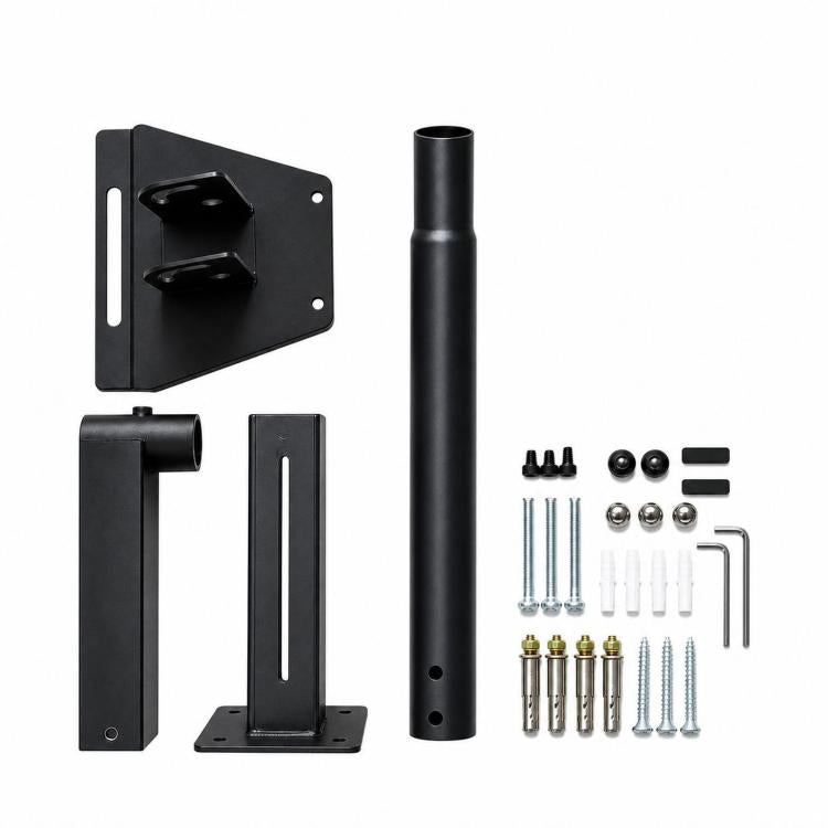 Steel wall mount bracket kit: mounting plate, telescopic pole, base bracket, bolts