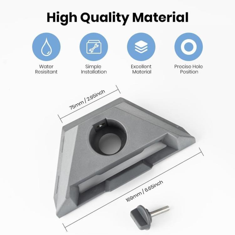 Gray pipe adapter pole bracket with circular opening and included screw