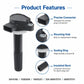 Black ignition coil with sealed boot, mounting hole, and connector plug