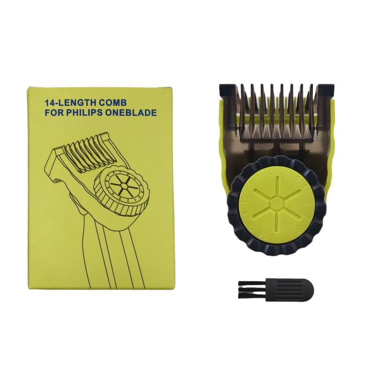Adjustable guide comb for Philips OneBlade, black with lime green adjustment wheel