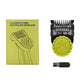 Adjustable guide comb for Philips OneBlade, black with bright green adjustment wheel