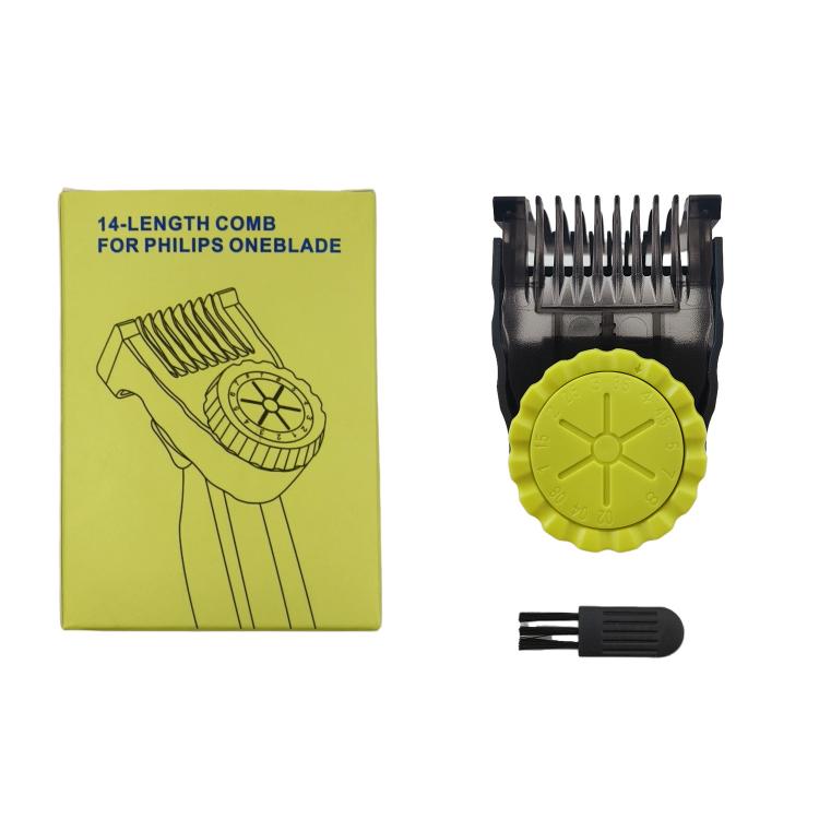Adjustable guide comb for Philips OneBlade, black with bright green adjustment wheel