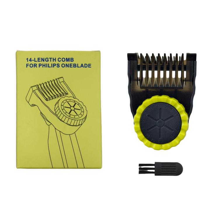 Adjustable guide comb for Philips OneBlade, black with lime green adjustment wheel