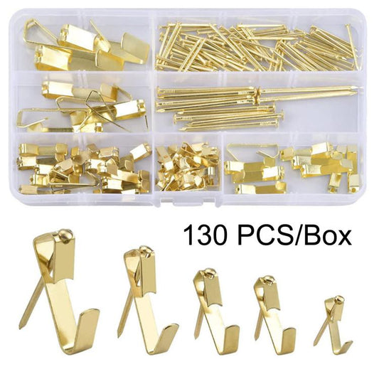 130 PCS/Set Picture Hanging Kit Heavy Duty Photo Frame Hooks With Nails Set, 130 PCS/Set
