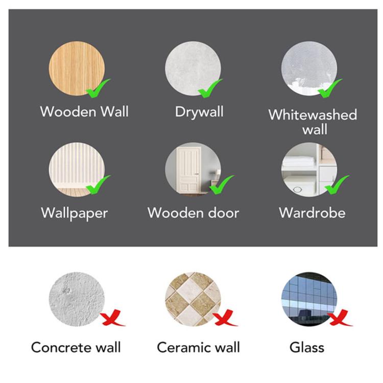 Picture hanging hooks for multiple wall types: wood, drywall, concrete, and more