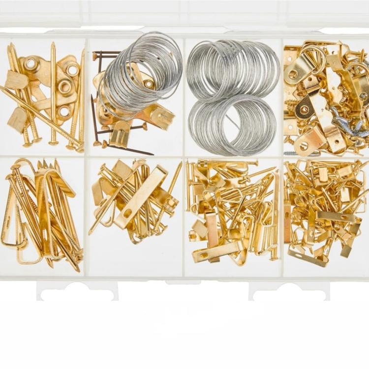 220 PCS/Box Picture Hanging Kit Wall Frame Hangers Hooks Assortment with Nails Wire D-Ring, 220 PCS/Box