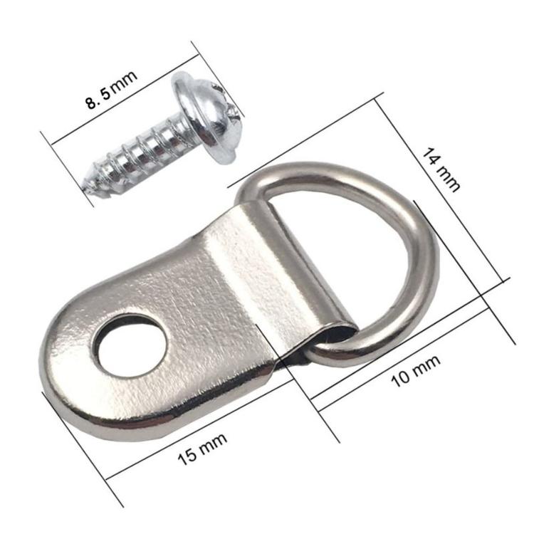 Small D-Ring Picture Hangers Single Hole Frame Hanging Hooks with Screws, 100 PCS/Pack, 100 PCS/Box