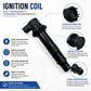 Black ignition coil with circular housing detail and angled connector