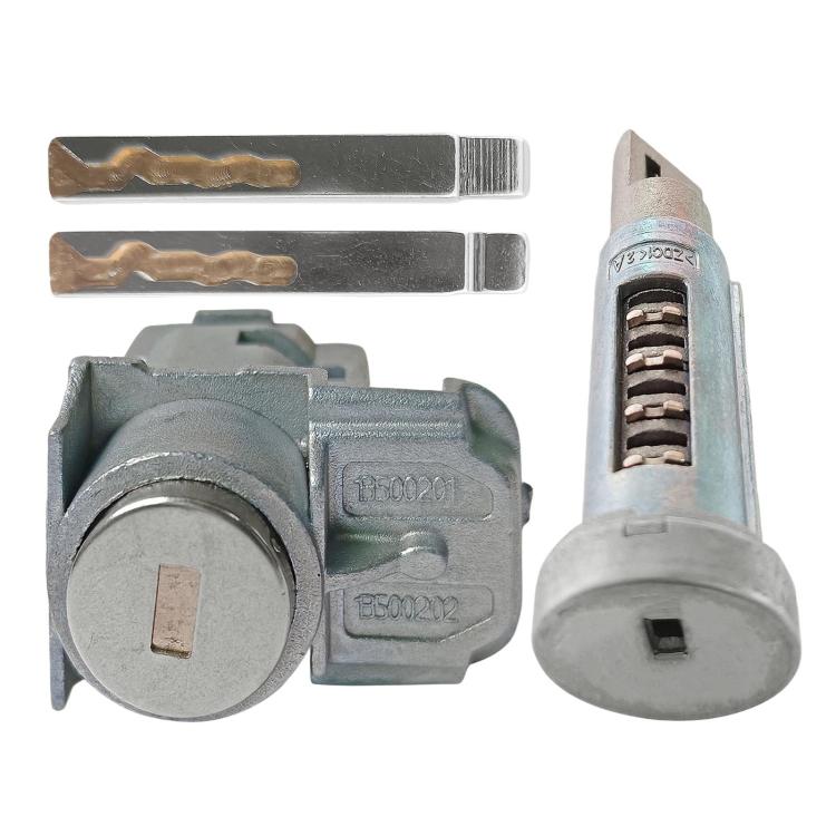 Ignition lock cylinder with two keys and pin tumbler cylinder, gray finish