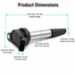 Ignition coil with size diagram showing overall length and connector dimensions