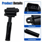 Ignition coil with black connector housing, mounting tab, and insulated boot
