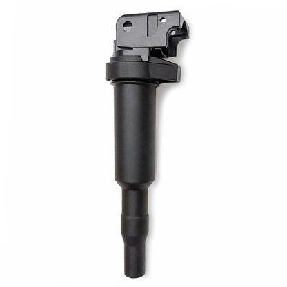 BMW ignition coil with black insulated boot and gray connector plug
