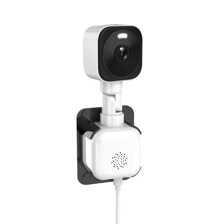 Indoor window security camera, black dome lens on white mount