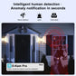 Security camera feature graphic for motion detection, alarm, and email alerts