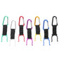 Set of colorful metal bottle holder clips with black straps and spring hooks