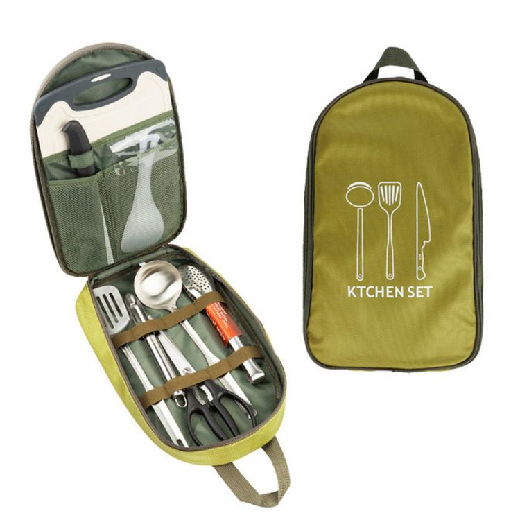 8 PCS/Pack AOTU AT6413 Camping Cookware Utensils Set Portable Stainless Steel Cooking Tools With Case
