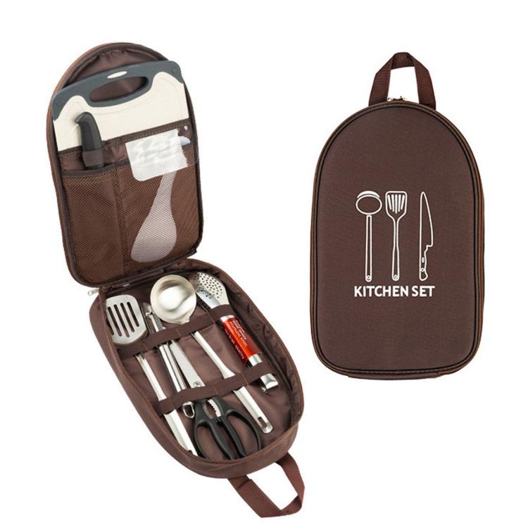 8 PCS/Pack AOTU AT6413 Camping Cookware Utensils Set Portable Stainless Steel Cooking Tools With Case