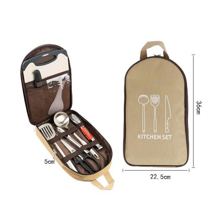 8 PCS/Pack AOTU AT6413 Camping Cookware Utensils Set Portable Stainless Steel Cooking Tools With Case