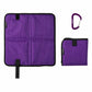 Purple foldable camping seat pad with carabiner, square foam mat with carrying tab