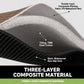 Three-layer composite camping seat pad cross-section with waterproof backing and filling