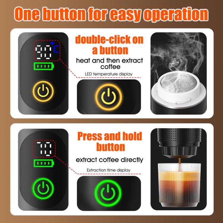 Digital Display Pump-Type Handheld Coffee Maker With USB Charging