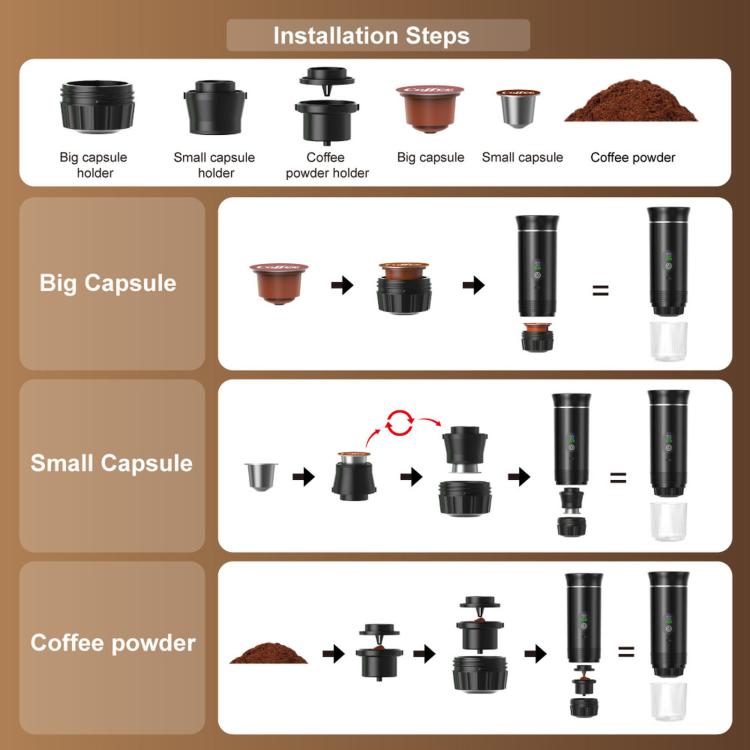 Digital Display Pump-Type Handheld Coffee Maker With USB Charging