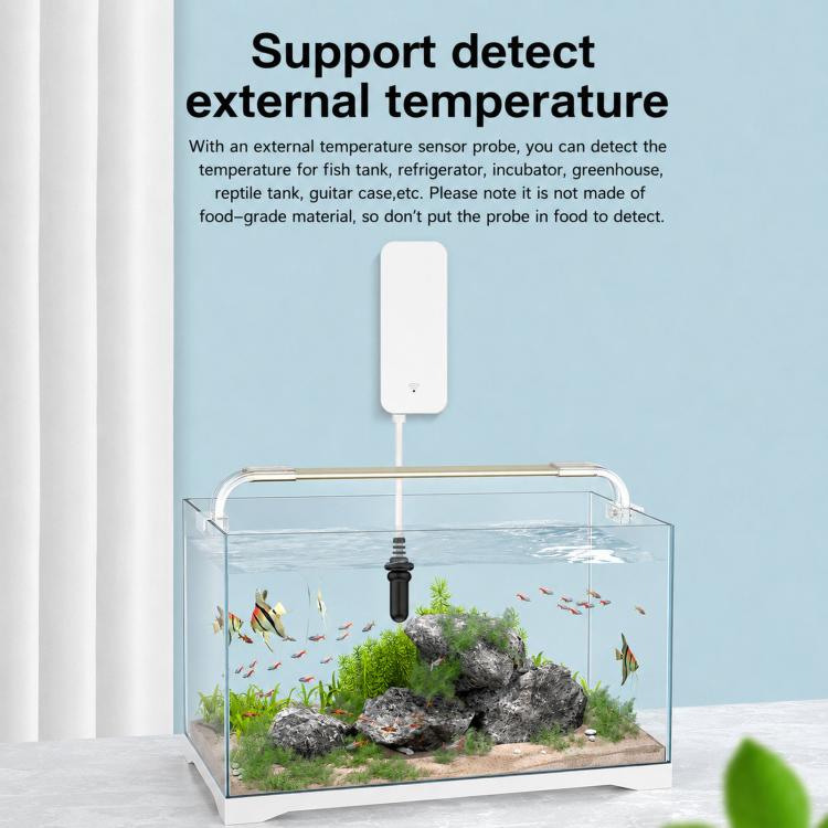 No-screen temperature and humidity meter with external probe for detecting tank temperature