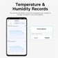 Wireless temperature and humidity meter with records and statistics shown on smartphone